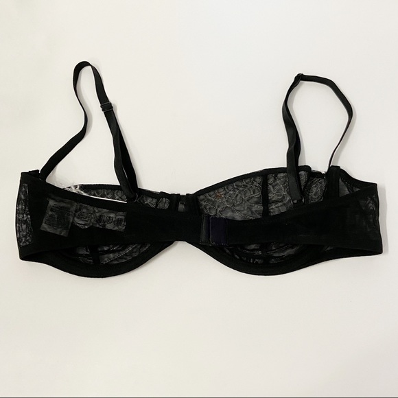 NWT Versace Intimo Black White Mesh Embroidered Bra XL - Picture 7 of 15